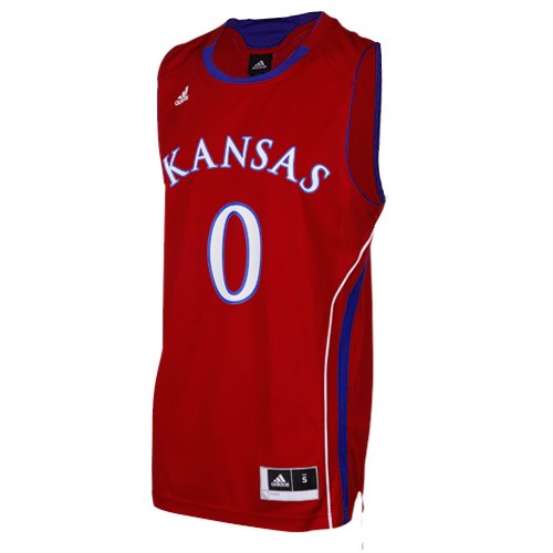 adidas Kansas Jayhawks #0 Replica Basketball Jersey - Red (Large)