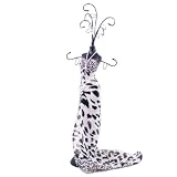 Leopard Print Jewelry Stand Doll Dress Form Black & White 12"H