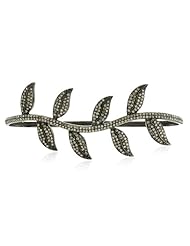 .925 Sterling Silver Leaf Palm Diamond Pave Bracelet Designer Jewelry