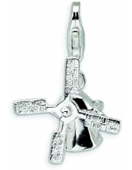 Sterling Silver 3-D Enameled Motorcycle with Lobster Clasp Charm
