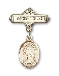 14K Gold Baby Badge with St. Veronica Charm and Godchild Badge Pin