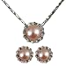 Crystal Circlet Cultured Pearl Platinum Overlay Sterling Silver Pendant Necklace & Earrings Set, Natural Lavender