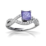 14K White Gold Square Genuine Tanzanite Engagement Ring