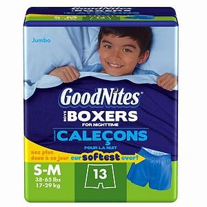 Goodnites Boys Sleep Boxers, Jumbo Pack, Small/Medium 13 ct (Quantity of 3)