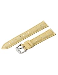 19mm Khaki Classic Croco Grain Leather Watch Band Strap (Quick Release Pins!) with Stainless Steel Buckle - Fits All Watches!!!
