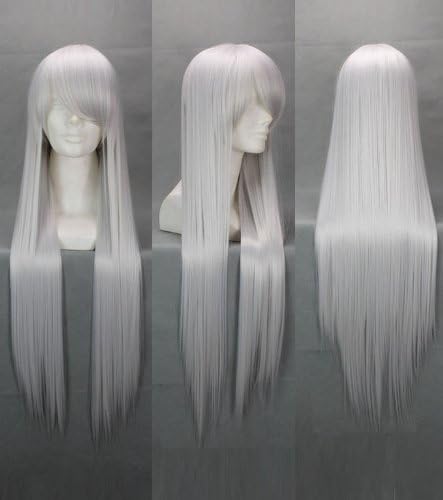 Silver White Long Straight COS wig Neon Genesis Evangelion