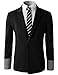 H2H Mens Casual Slim Fit Blazers One Button of Mandarin Collar Ponte Fabric