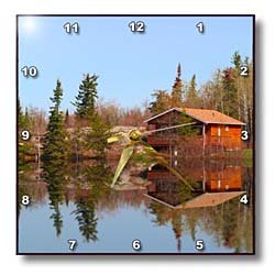 Rustic Cabin Reflections - 10x10 Wall Clock