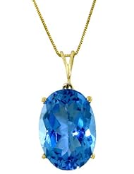 14K Gold Necklace with 8.0ct Natural oval-shaped Blue Topaz