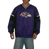 Mens NFL Baltimore Ravens Pullover Jersey Jacket / Windbreaker with Emboridered Logo - Purple (Size: XL)
