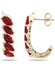 1.10CTW Ruby Hoop Earrings in Yellow Gold