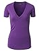 MBJ WT3 Womens Basic Fitted Soft Short Sleeve Deep V Neck T Shirt XL PURPLE