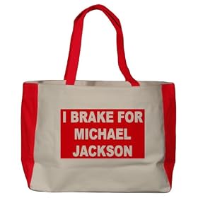 I BRAKE FOR MICHAEL JACKSON Large TOTEBAG w/ pockets (Choice of Colors)