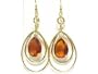 Bronze Tear Shape Stone Double Metal Deco Drop Earring Fashion Jewelry