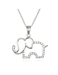 White CZ Open Elephant Pendant-18"