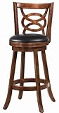 Set of 2 29"H Bar Stools Black Padded Seat Cappuccino Finish