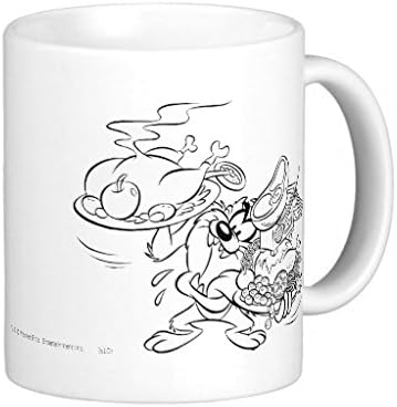 Taz Thanksgiving Plates Bw White Ceramic Mug 11 OZ