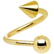 Gold Electro Titanium Spiral Twister Ball-Cone Belly Ring
