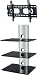 PACKAGE DEAL! 3 SHELVES Wall Mount for Audio Video Components-BLACK Glass SILVER Tube + TILTABLE Bracket for ALL TV Brands 23 24 26 27 28 30 32 37 inch Flat Panel-HD Ready Screen