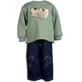 Le Top Giddy Up Thermal Waffle Weave Knit Shirt and Denim Pant Set with Pony Appliques, Sage... by le top