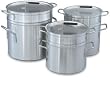 Aluminum Double Boiler 3-Piece Set Includes 20 Quart Water Pot, 17-1/2 Quart Inset and Cover