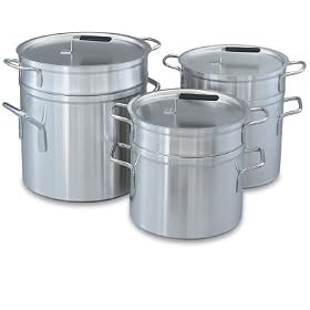 Buy Aluminum Double Boiler 3-Piece Set Includes 20 Quart Water Pot, 17-1 2 Quart Inset and Cover