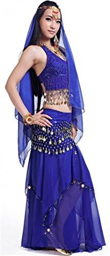 Belly Dance Set Tragarse® Professional Stage Performance Belly Dance Costume Set (5PCS, RoyalBlue)