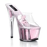 Pleaser Shoes WomenÕs ADORE-701-4, 6 1/2'' Glitter Filled Bottom Platform Slide W/Truck Girl