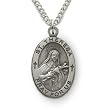 Sterling Silver 7/8" Oval Engraved St. Theresa, Patron of Missions, Aviation Medal on 24" Chain