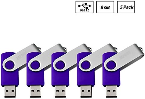 Bulk (5Pack Purple 8GB) USB 3.0 Flash Drive Memory Stick High Speed Storage Thumb Swivel Design