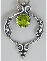 Beautiful Moons Necklace in Sterling Silver and Accented with Peridot