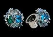 Improving Lifestyles BOLD Fashion Ring with Flowers and Large Blue/Green Crystal Stones Stretch