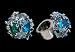 Improving Lifestyles BOLD Fashion Ring with Flowers and Large Blue/Green Crystal Stones Stretch