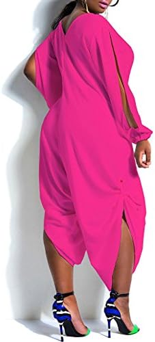 Plus Size Womens V Neck Loose Chiffon Jumpsuit Romper Playsuit Clubwear (3XL, rose)