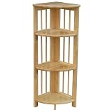 4 Tier Folding Corner Bookcase (Natural) (38"H x 11.5"W x 11.5"D)