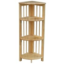 4 Tier Folding Corner Bookcase (Natural) (38"H x 11.5"W x 11.5"D)