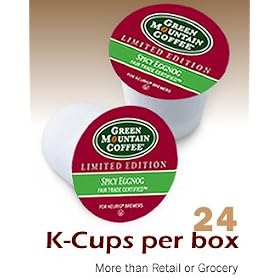 Green Mountain Coffee Roasters Spicy Eggnog 24 K-Cups - (Pack of 6)