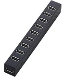 ELECOM USBHUB2.0 Z�V���[�Y �Z���t�p���[ 10�|�[�g �u���b�N U2H-Z10SBK