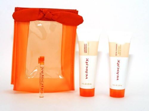 Mary Kay Velocity Travel Size Gift Set ~ Velocity Facial Cleanser &amp; Lightweight Moisturizer ~ Eau De Parfum Perfume &amp; Orange Cosmetic Tote Gift Bag