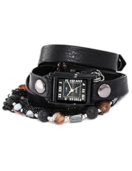 La Mer Collections Womens LMMULTI7002 Phantom Collection Lava Stone Wrap Watch