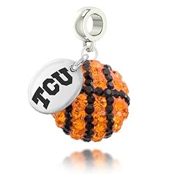 Texas Christian Horned Frogs Basketball Drop Charm Fits All Pandora Style Bracelets