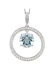 Tivolia Collection 14kt White Gold Diamond Pendant W/ Blue Topaz