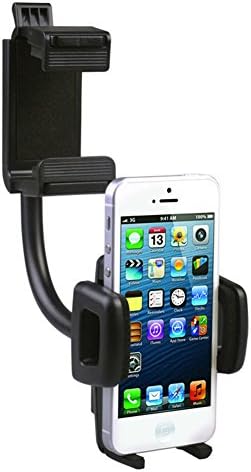 Kmida Car Rear View Mirror Cell Phone Mount Holder, Single Hand Operation While Drivin