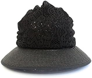 JJNINE Women's Lovely Lace Suncap One Size Black