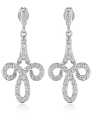 Sterling Silver Simulated Diamond Crown Inspired Drop Earrings