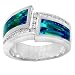 14K White Gold Diamond and Black Opal Inlay Ring
