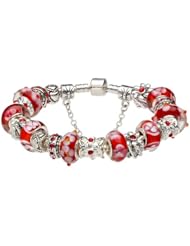 2013 Mothers Day Love Gifts Pandora European Style Red Murano Glass Beads Charm Beaded Complete Silver Plated Bracelets Jewelry Jewellery