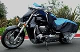 41fCvXzvrJL. SL160  Motorcycle Cover Ss 500 Blue/black, Fit Large Cruisers with All Accessories. Also, Medium Cruisers with Windsheilds, Saddlebags, Sissybars and Engine Guards. See Sizing Matrix for Your Bike. Size : Xx Large 108 L X 45w X 53.5 H, Windshield Soft Lining