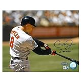 Cal Ripken Jr. Autographed/Hand Signed Baltimore Orioles at-bat Day 8x10 w/ Ironman Insc.