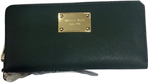 Michael Kors Hamilton Large Zip Around Malachite Green Clutch Wallet Leather 32T2GHMZ3Y